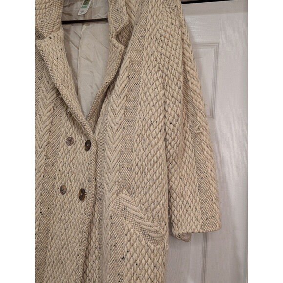 Vintage Branigan Weavers Size Medium Wool Crochet Long Sweater Jacket Ireland - Picture 3 of 11